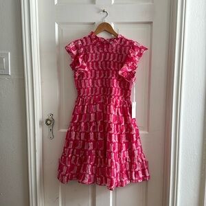 J Marie Pink Cowboy Boot Ruched Bodice Dress